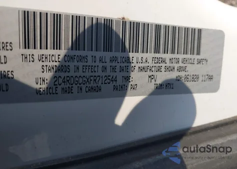 2015 Dodge Grand Caravan Sxt from USA, damaged, VIN 2C4RDGCGXFR712544